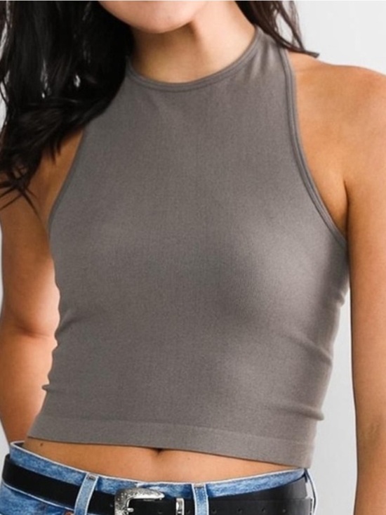 Free People Tops - Intimately Free People Hayley Brami Tank XS Gray Ribbed Cropped Racerback
